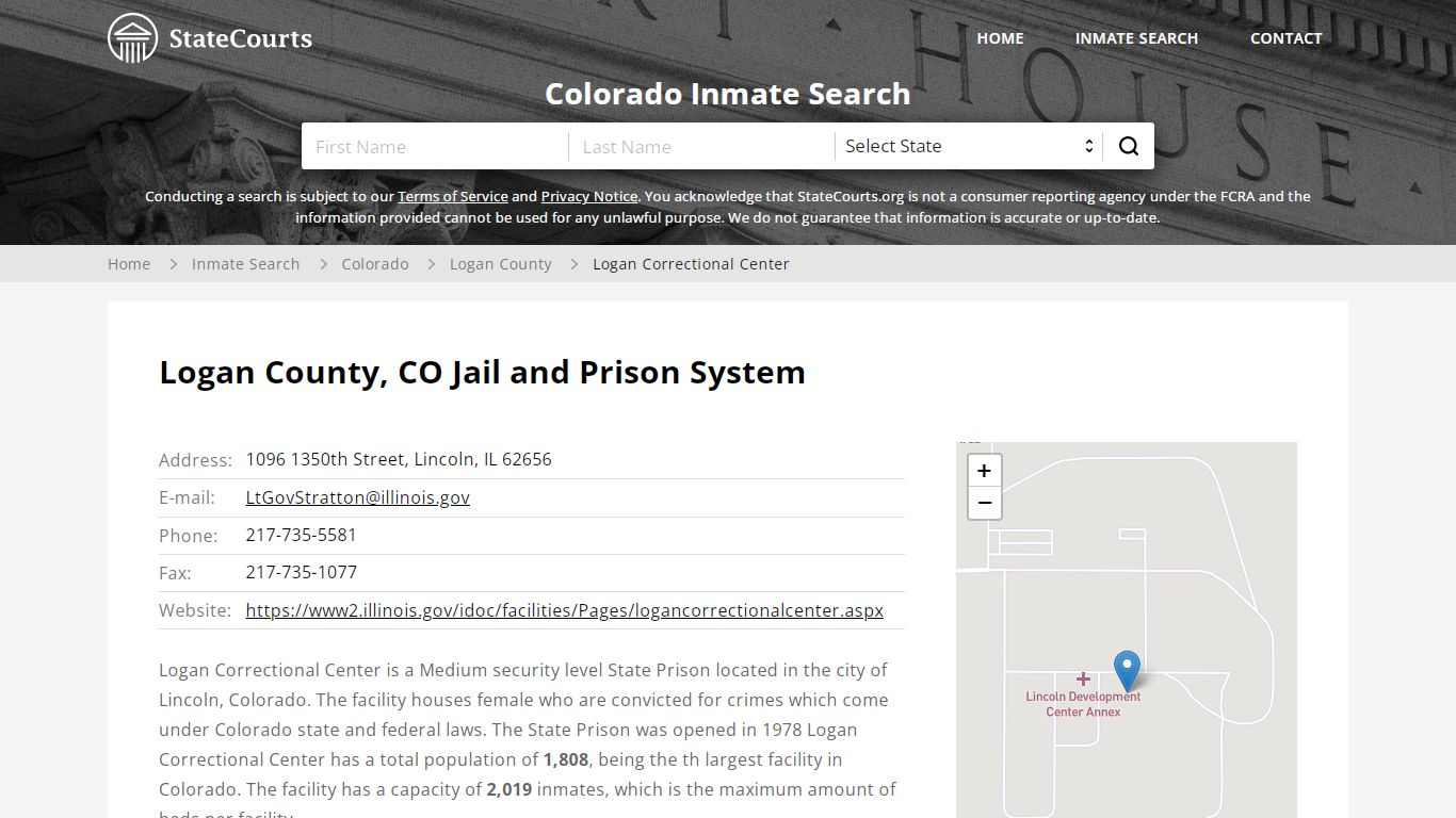 Logan Correctional Center Inmate Records Search, Colorado - StateCourts